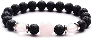RENUX 7 Charka Bracelet Natrual Stone,Natural Lava Stone And Pink Crystal Bracelet Jewelry Fresh Elegant Simple Style Bracelet Yoga Dainty Couples Bracelet Gift For Birthday Party