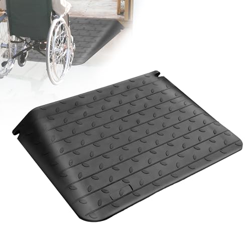 AMBUND Wheelchair Ramp 4\" Rise, Rubber Threshold Ramps for Home Doorway, 5500 lbs Load Capacity, Anti-Slip Curb Ramp for Wheelchair, Stroller, Scooter(4\" Rise,1 Pack)