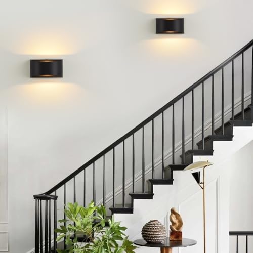 Black Modern LED Wall Sconces Set of Two Hardwired Wall Sconces Indoor Up and Down Wall Mount Light Hardwired Indoor Wall Lights(Bulb not Included) by SHIWEIDA - Used condition - Image 5