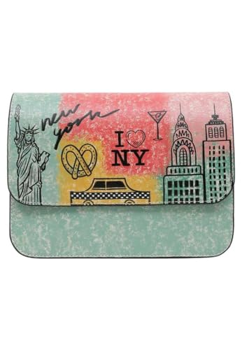 Dogo Femme Cuir Vegan Turquoise Sac À Main - New York Motif