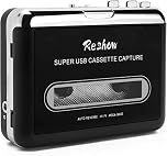 Reshow Cassette Tape Player, Portable Cassette Player Tape Converter to Digital with Earphones Compatible with Laptops and PCs, Convert Cassette Recorder to iPod Format, Perfect Music Gift - Black