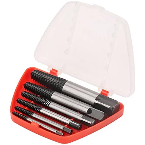 6 Pcs Broken Bolt Extractor Kit, 3-22mm Screw Extractor Bit Damaged Bolt Easy Out Removing Tool with Box RT-Q06 Cover