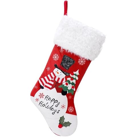 weilaike 18" Christmas Stockings Set of 1,Personalized Santa Claus Stockings Home Decorations Christmas Decoration Gift (Red) Cover