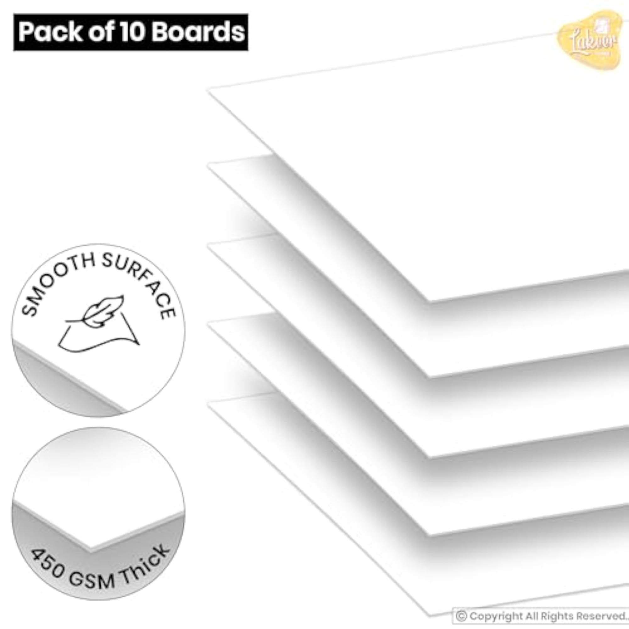 Cardstock Paper Board, Hardboard 450 GSM, Pack of 10