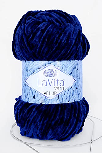 LaVita Yarn 5301 - Ovo de lã de veludo para tecer à mão, fio 100% de micropoliéster, 1 bola de 100 g, fio Taka de 120 m
