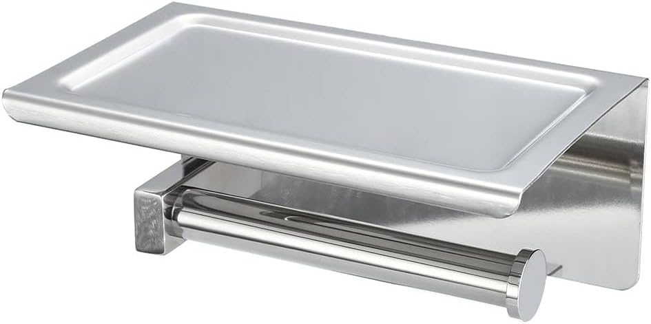 Chrome Wall - Mount Toilet Paper Holder with Shelf, Bathroom & RV Must - Have Accessory,White-Fruit Peach5-7.5 * 4.5 * 3.7in