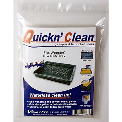 Quickn'Clean Disposable Soft Paint Bucket Liners 5-Pack. Custom fits Wooster Big Ben Paint Tray. Cover