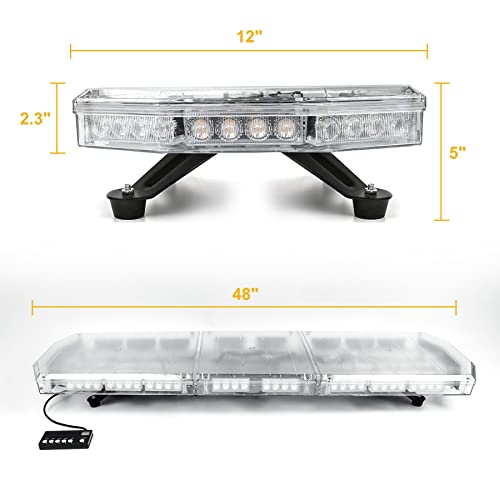V-Sek 48” Amber/White Traffic Advisor Light Bar 88 Led Waterproof Strobe Lights Led Safety Emergency Hazard Warning Strobe Roof Top Flashing Light Bar For Police Truck Construction Vehicle (Dc12-24V) #TOP5