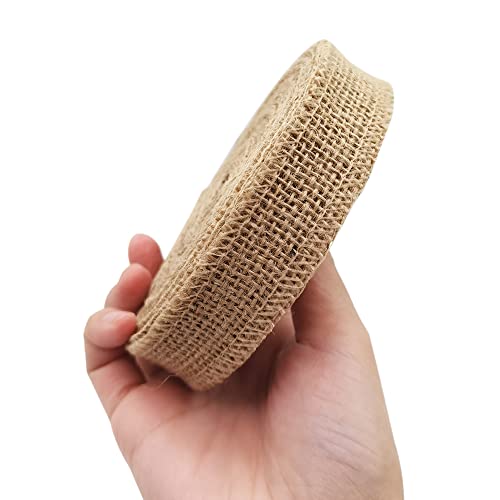 INSPIRELLE 1 Natural Burlap Fabric Roll 10 Yards Jute Ribbon for Gift Wrapping Craft Projects Wedding Decoration Home Decoration 2.5CM