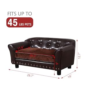   Dog-Sofa-and-ChairLuxury-PU-Leather-Pet-Sofa-Chairwith-Copper-Nail-Dog-CouchWooden-Frame-Cat-Sofa-ChairDog-Sofa-Bed-with-Suede-Cushion-for-Small-Dog-Using-brown