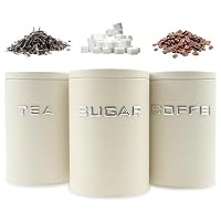 AwObEpl 3 Pack Airtight Coffee Tea Sugar Storage with Locking Lids, Kitchen Jars for Beans, Spices & Weet-Bix (White)