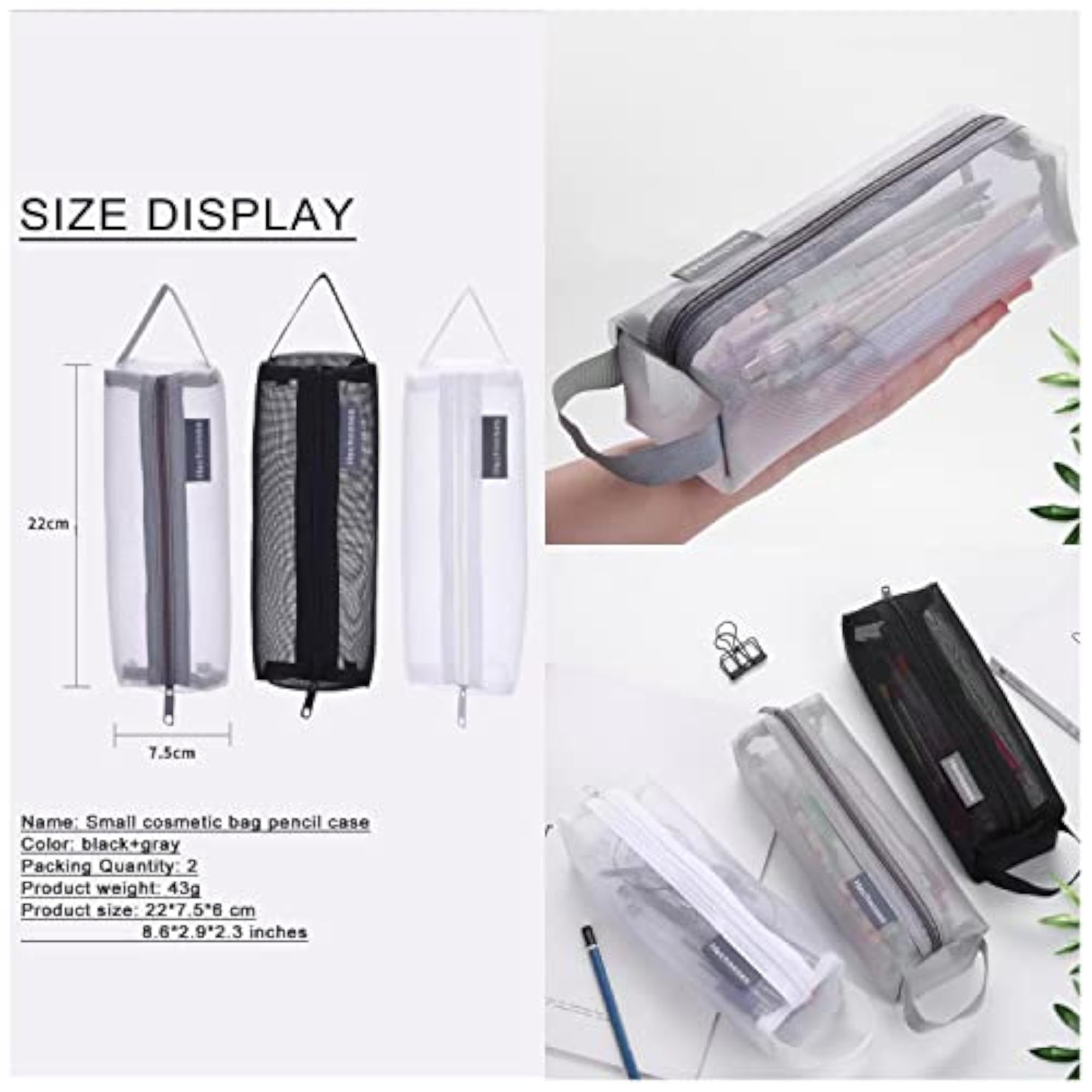 Mesh Cosmetic Bag, Portable Clear Makeup Bags, 3PCS