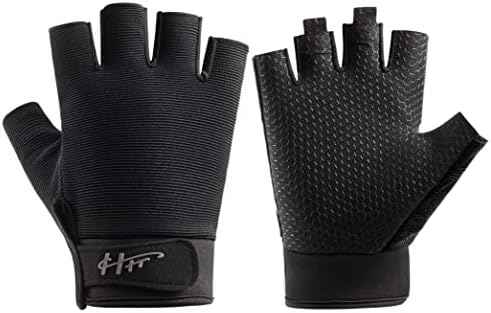 SUJAYU Fingerless Gloves, Fishing Gloves Paddling Gloves Sailing Gloves Rowing Gloves Kayak Gloves Water Gloves Sports Gloves, Fishing Gloves Men & Women (Black, XL)