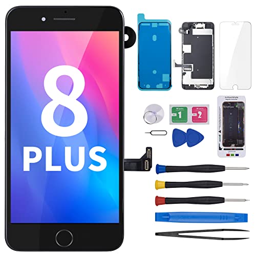 For Iphone 8 Plus Screen Replacement With Home Button 5.5” Black Repair Kit, 3D Touch 8Plus Lcd Display Digitizer Full Assembly With Front Camera Speaker Sensor, Screen Fix Tools For A1864,A1897,A1898 #TOP25