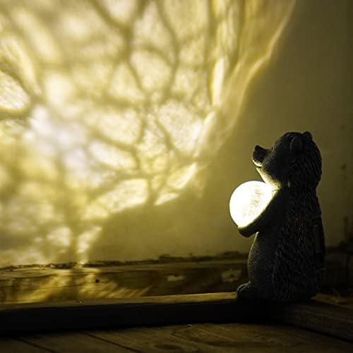 Goodeco Hedgehog Garden Ornaments with Solar Powered LED Lights, Garden Hedgehogs statue With Gazing solar Ball Hedgehog Decoration For Patio Lawn Yard Decor Gifts for Women/Mom Birthday Grey 19.5cm