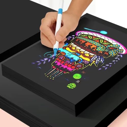 50 Blatt Tonpapier Schwarz A4 - Schwarzes Papier 200g/m², Tonkarton A4, Tonpapier für Malen Kartenherstellung Einladungen Scrapbook Basteln