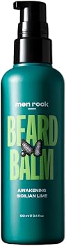 Men Rock Awakening Beard Balm, Perfect as a Leave in Conditioner and Softner, Deeply Conditions Beard Hairs Whilst Hydrating the Skin Underneath, Zesty Sicilian Lime and Caffeine Fragrance 100 ml