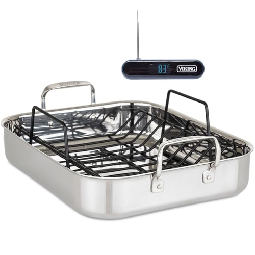 Viking 3-Ply Stainless Steel Roasting Pan with Rack