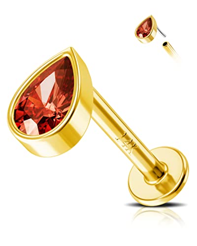 Jewseen 14K Gold Top Push In Threadless Sword Flat Back Stud Cartilage Earring Nose Stud Threadless Earring Helix Piercing Jewelry Tragus Earrings Lip Ring For Women Men #TOP25
