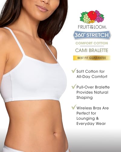 Image of Fruit of the Loom Women's Spaghetti Strap Cotton Sports Bra - All-Day Comfort