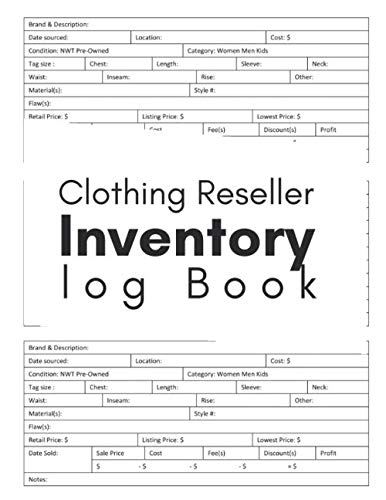 Clothing Reseller Inventory Log Book: Product Listing Notebook For Online Fashion Resellers on Poshmark, eBay, Mercari, Dogs & More Clothing Reseller Inventory Log Book: Product Listing Notebook For Online Fashion Resellers on Poshmark, eBay, Mercari, Dogs & More