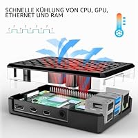 Miuzei Gehäuse für Raspberry Pi 4B, Aluminium Passivkühlung, 8/4/2GB – Ansicht 2