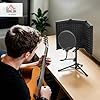 HOMCOM Studio Microphone Isolation Shield with Pop Filter and Tripod Stand, Foldable Adjustable Recording Studio Equipment, 3-Panel High Density Absorbent Foam Shield with 3/8" Threaded Mount, Black #1