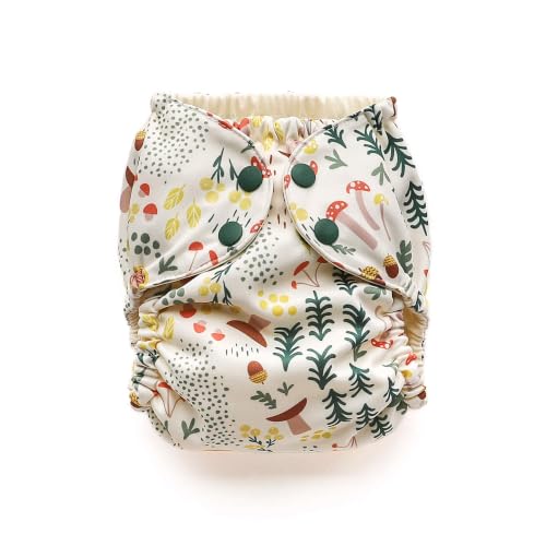 Image of Esembly Cloth Diaper Cover - Reusable Swim Diaper, Waterproof, Breathable - Adjustable Outer Layer Over Absorbent Inner for Blowout Protection - Fantastic Funghi, Size 1 (7-17lbs)