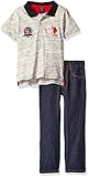 U.S. Polo Assn. Boys' Space Dyed Jersey Polo Shirt and Denim Jean