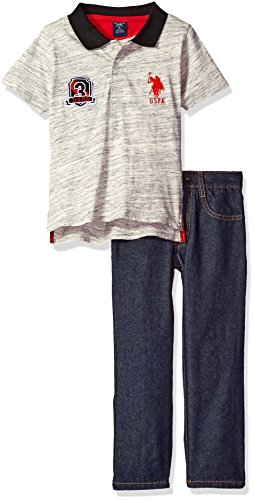 U.S. Polo Assn. Boys' Space Dyed Jersey Polo Shirt and Denim Jean