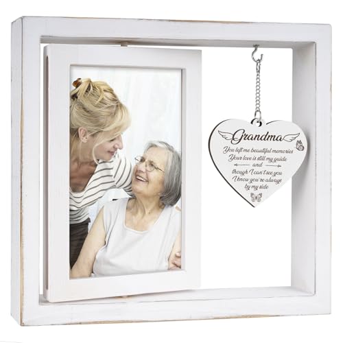 Grandma Memorial Picture Frame,Loss Of Grandma Sympathy Gifts,Bereavement Gift Ideas,Condolences Gift For Loss,Memorial Gifts for Loss of Gandma,Vintage Style Rotating Photo Frame Fits 4x6 In Photos