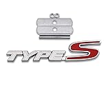 Chrome Metal Type-S Logo Front Grille Emblem 3D Type Sport Grill Badge Racing Car Replacement for Universal Vehicle (White)
