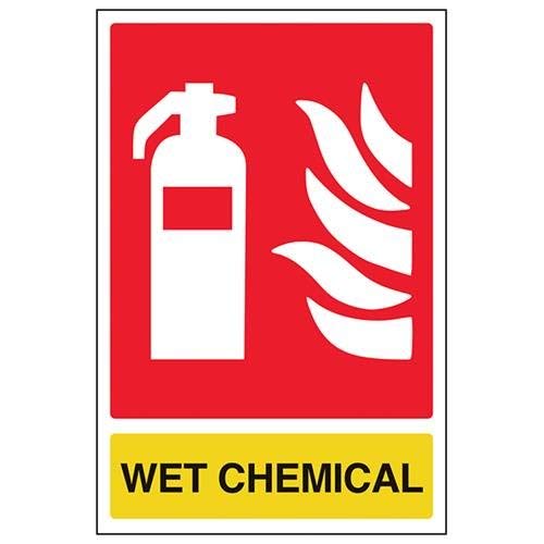 hiusan Fire Extinguisher Sign, Wet Chemical ID, Aluminum Metal Sign,Portrait, 200 mm x 300 mm, Black/Green/Red/Yellow