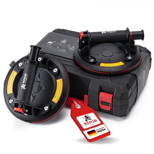 NINJA DIY Set di 2 sollevatori a ventosa, robusti alzacristalli per vetro, finestre, laminati, piastrelle, solo per superfici lisce, non per pannelli da terrazza e superfici ruvide – Ventose per
