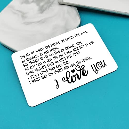 Anniversary Card Gifts for Boyfriend Husband Fiance Engraved Wallet Card for Him Valentines Day Gifts Christmas Birthday Gifts I Love You Gifts for Him Boyfriend