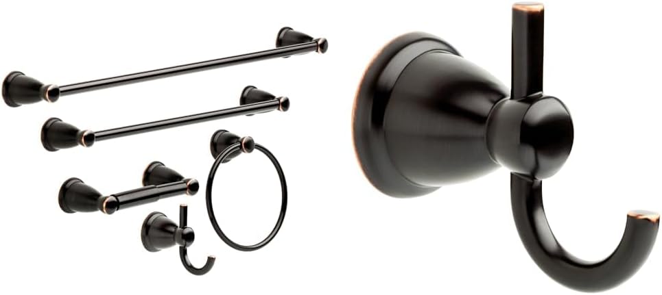 Franklin Brass KIN5PC-ORB Kinla Bathroom Accessory Kit, 5 Pieces, Oil Rubbed Bronze & Kinla -Towel Ring, Oil Rubbed Bronze, Bathroom Accessories, KIN46-ORB-1 6.38 x 2.36 x 7.24 Inches