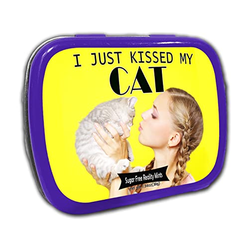 I Just Kissed My Cat Mints – Funny Gift For Cat Lovers – Crazy Cat Lady Gifts – Funny Mint Tins - Stocking Stuffers For Cat People – Wintergreen Mints By Gears Out #TOP2