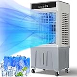 Windowless Swamp Cooler, 3 in 1 Evaporative Portable Air Conditioner with Remote, Cooling Fan Ac Unit,3 Speed, 24H Timer, 5.3 Gal Water Tank, 4 Ice Box for Garage, Patio, Bedroom Home Office Outdoor