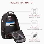 SwissGear 1900 ScanSmart 17” Laptop Backpack Black – Reflective Tech Backpack with ScanSmart Compartment – Multiple Organizer Pockets & RFID Scan Blocking Technology - Image 3