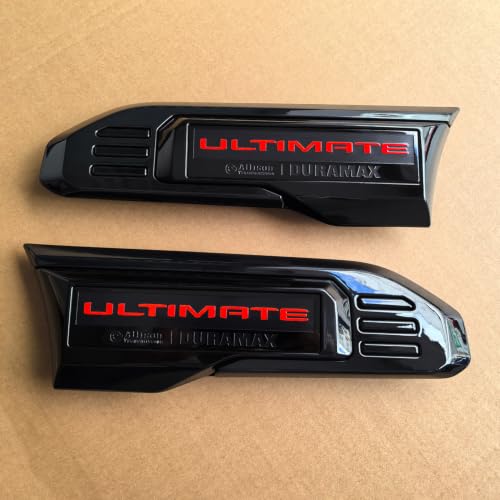 Image of 2pack OEM 2024+ Ultimate Duramax Diesel Vent Emblem Replacement for Sierra 2500HD 3500HD 87827042 (Gloss Black Red)