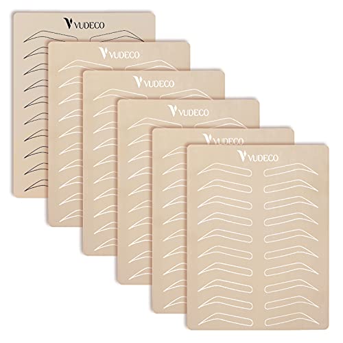 VUDECO Practice Skin for Tattooing Tattoo Supplies 6 Piece Microblading Practice Skin 5 White and 1 Black 8X6  Each Sheet Skin for Microblading Eyebrows Fake Skin Practice Tattoo Practice Kit
