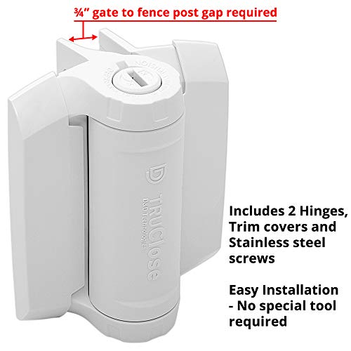 D&D Technologies Tchd1Al2S3Wts Truclose Heavy Duty Gate Hinges, For Self Closing Metal Gates Up To 154 Pounds, White, 2 Count #TOP1