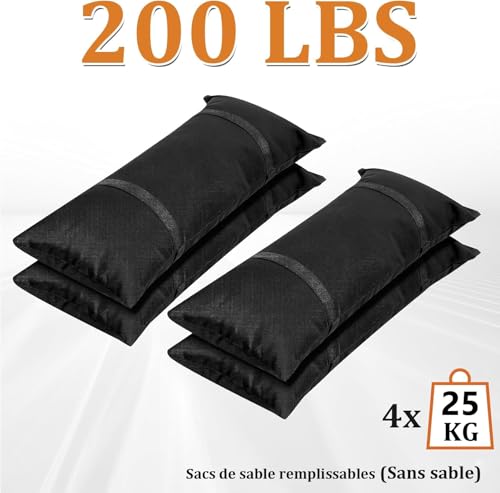 YFNVH Lot de 4 Sacs de Sable Remplissables 25 kg, Sacs de Poids pour Pied de Parasol, Sacs de Sable Résistants pour Mobilier de Jardin, Trampoline et Parasol Déporté – Image 4