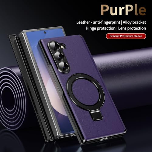 Protection charnière Samsung Z Fold 6 coque antichoc violette cuir