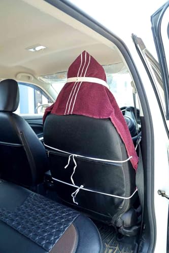 Image of MISHIKA Cotton Car Seat Towel Cover, Universal Fit, Beige, Soft Driving Comfort, 130x50 cm (1, Marron, 30 x60)