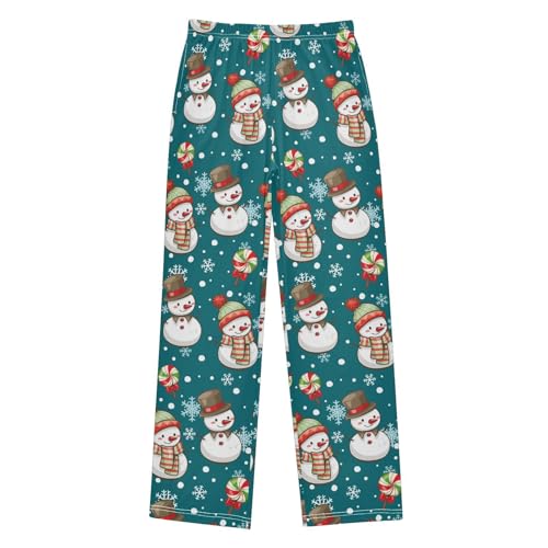 Cute Snowman Snowflake Candy Boys Pants for Kids Jogger Pants with Pockets S-XL
