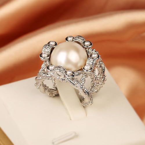 Pearl Ring Hollow open ring CZ Ring 925 Silver fashion Ladies ring Cubic Zircon oxide ring Wedding ring Women Jewelry Rings Statement2