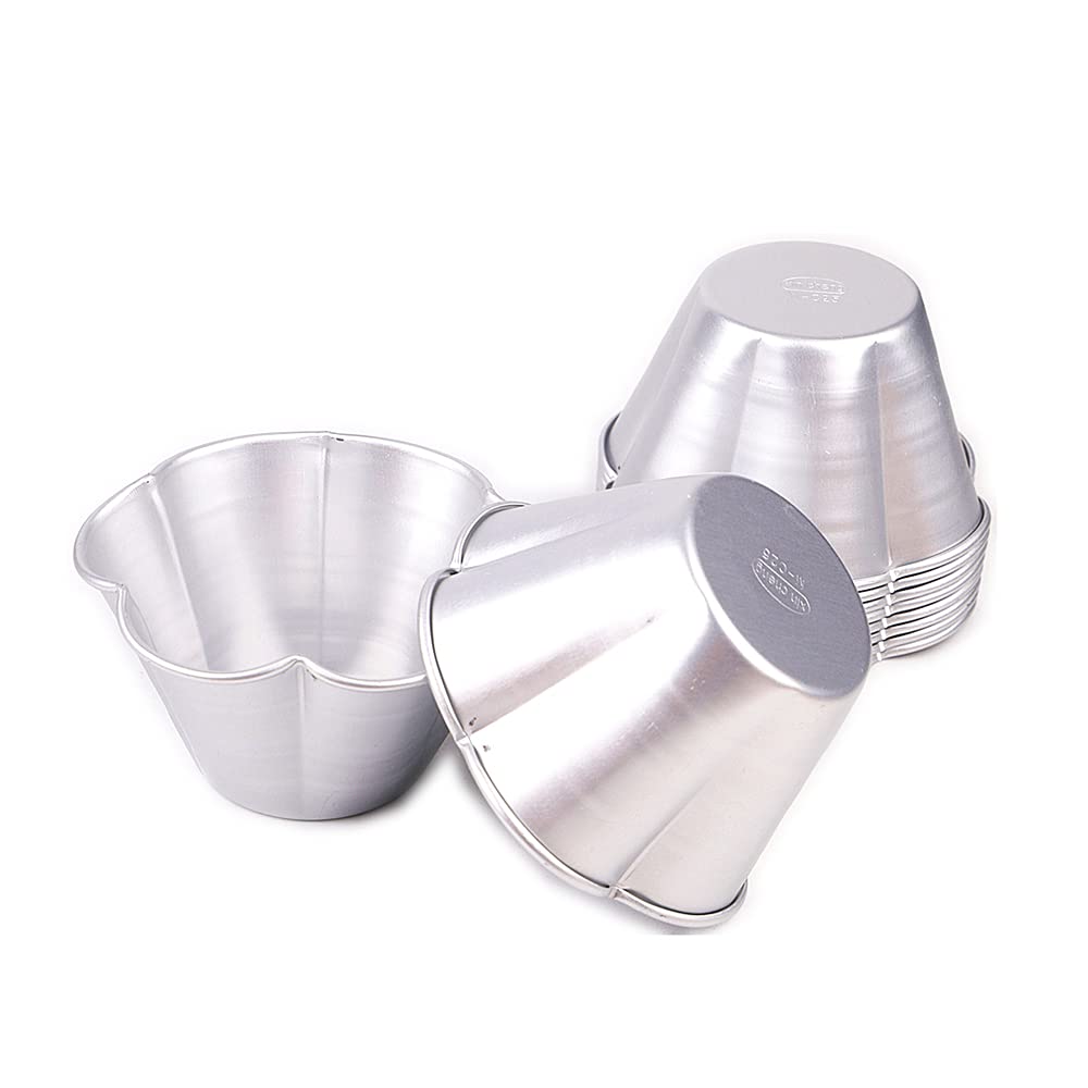 10-Piece Fluted Edge Aluminum Tart Molds – Assorted Wavy Flower & Boat Shapes For Baking, Jelly, Pudding