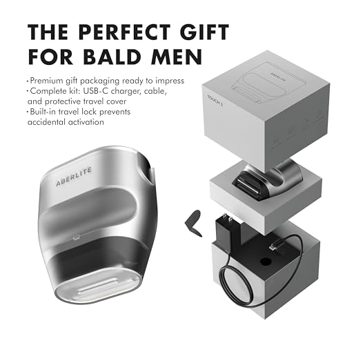 Aberlite Touch 2 Foil Head Shaver for Bald Men - Finishing Foil Shaver for Bald Head & Face, 0.05mm Ultra-Thin Foils for Razor-Smooth Results, Ergonomic Multi-Grip, Waterproof, USB-C Charging (Silver)