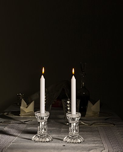 Ner Mitzvah Crystal Candle Holder Set Of 2 - Crystal Glass 3" Tall Candlestick Holders For Taper Candles #TOP5